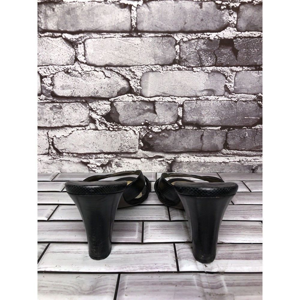 Walter Steiger Black Leather Python Print Heel Sa… - image 4